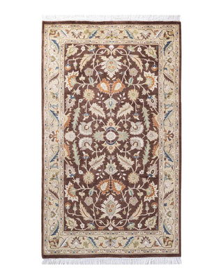 Traditional Mogul Brown Wool Area Rug 3' 1" x 5' 2" - Solo Rugs