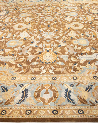 Traditional Mogul Brown Wool Area Rug 10' 3" x 13' 9" - Solo Rugs