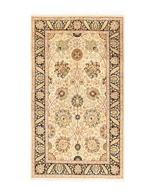 Traditional Mogul Beige Wool Area Rug 3' 1" x 5' 5" - Solo Rugs