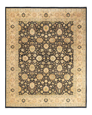 Traditional Mogul Black Wool Area Rug 8' 2" x 10' 6" - Solo Rugs