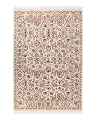 Traditional Mogul Ivory Wool Area Rug 4' 3" x 6' 2" - Solo Rugs