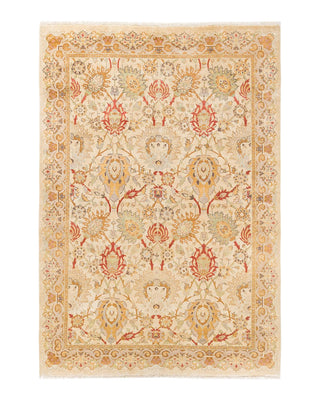 Contemporary Eclectic Ivory Wool Area Rug 6' 1" x 8' 10" - Solo Rugs