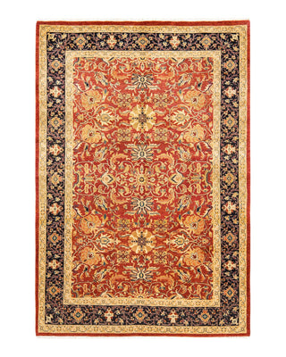 Contemporary Eclectic Orange Wool Area Rug 6' 1" x 9' 1" - Solo Rugs