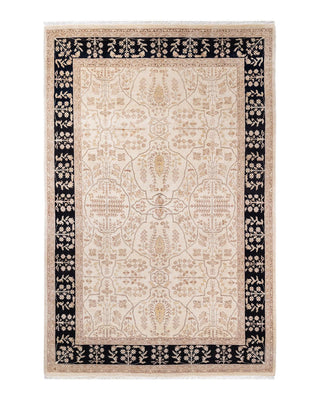 Contemporary Eclectic Ivory Wool Area Rug 6' 0" x 8' 10" - Solo Rugs