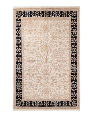 Contemporary Eclectic Ivory Wool Area Rug 6' 0" x 8' 10" - Solo Rugs