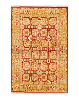 Contemporary Eclectic Red Wool Area Rug 4' 2" x 6' 4" - Solo Rugs