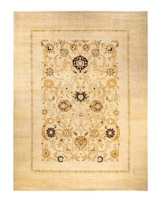 Contemporary Eclectic Ivory Wool Area Rug 9' 1" x 12' 2" - Solo Rugs