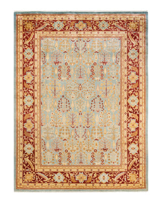 Contemporary Eclectic Light Blue Wool Area Rug 8' 10" x 12' 2" - Solo Rugs
