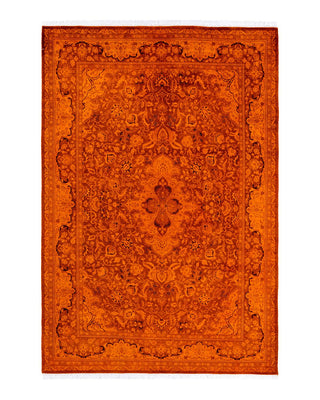 Contemporary Fine Vibrance Orange Wool Area Rug 6' 2" x 9' 0" - Solo Rugs