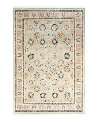 Traditional Mogul Light Blue Wool Area Rug 6' 3" x 9' 1" - Solo Rugs