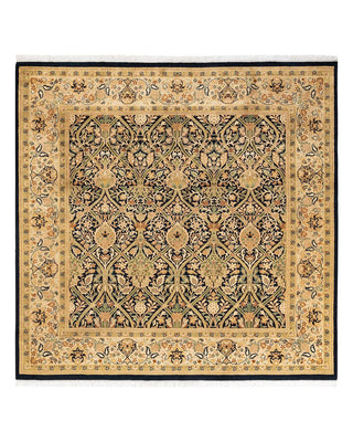 Traditional Mogul Black Wool Square Area Rug 6' 1" x 6' 2" - Solo Rugs