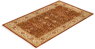 Traditional Mogul Orange Wool Area Rug 3' 3" x 5' 4" - Solo Rugs