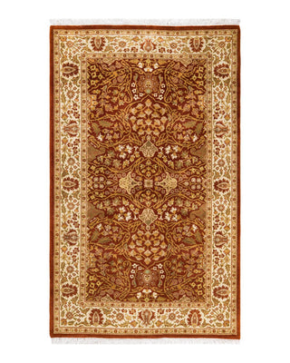 Traditional Mogul Orange Wool Area Rug 3' 3" x 5' 4" - Solo Rugs
