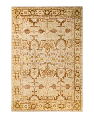 Contemporary Eclectic Ivory Wool Area Rug 6' 2" x 9' 2" - Solo Rugs