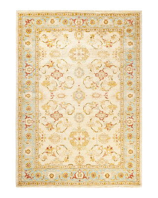 Contemporary Eclectic Ivory Wool Area Rug 6' 5" x 8' 10" - Solo Rugs