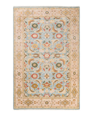 Contemporary Eclectic Light Blue Wool Area Rug 6' 3" x 9' 4" - Solo Rugs