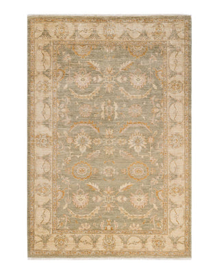 Contemporary Eclectic Green Wool Area Rug 5' 10" x 8' 9" - Solo Rugs