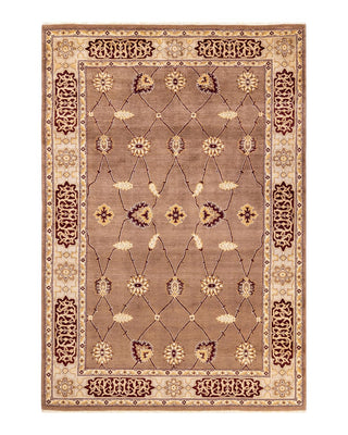 Contemporary Eclectic Brown Wool Area Rug 6' 2" x 9' 1" - Solo Rugs