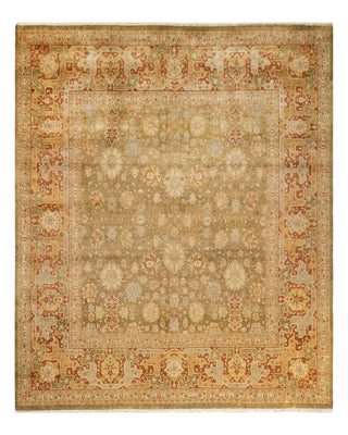 Traditional Mogul Green Wool Square Area Rug 8' 1" x 8' 5" - Solo Rugs