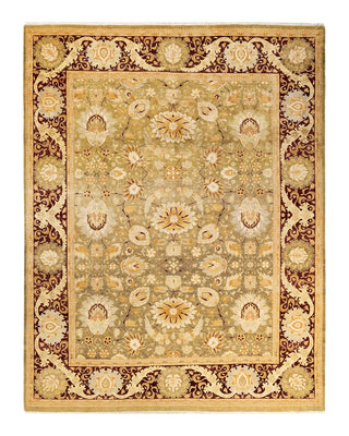 Traditional Mogul Green Wool Area Rug 8' 0" x 10' 4" - Solo Rugs