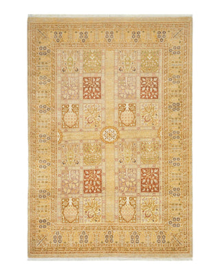 Traditional Mogul Ivory Wool Area Rug 4' 1" x 6' 1" - Solo Rugs