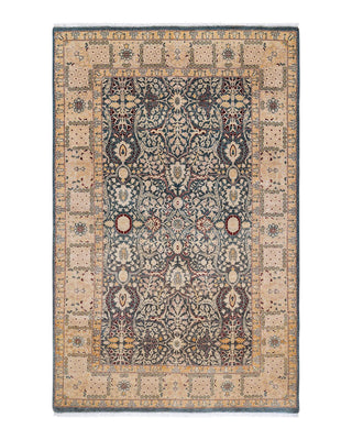 Traditional Mogul Gray Wool Area Rug 4' 2" x 6' 5" - Solo Rugs