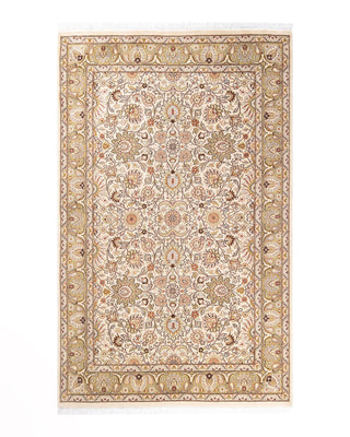 Traditional Mogul Beige Wool Area Rug 4' 1" x 6' 5" - Solo Rugs