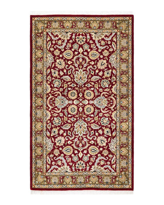 Traditional Mogul Red Wool Area Rug 3' 2" x 5' 4" - Solo Rugs