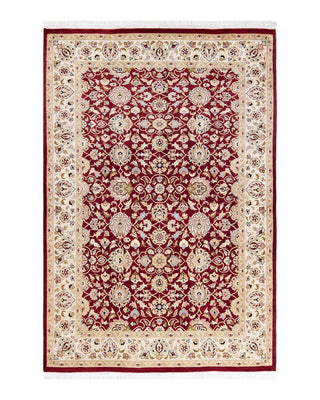 Traditional Mogul Red Wool Area Rug 4' 1" x 6' 0" - Solo Rugs