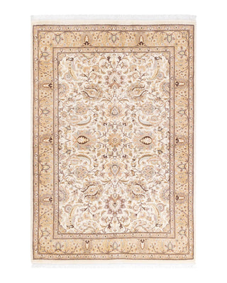 Traditional Mogul Ivory Wool Area Rug 4' 2" x 6' 1" - Solo Rugs