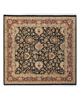 Traditional Mogul Black Wool Square Area Rug 6' 0" x 6' 2" - Solo Rugs