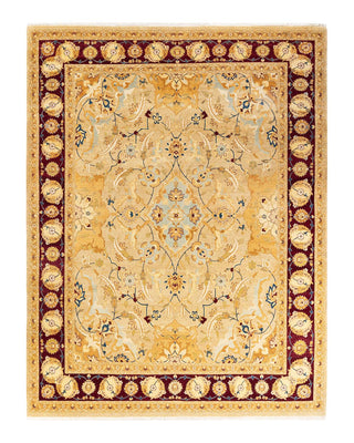 Traditional Mogul Yellow Wool Area Rug 8' 2" x 10' 8" - Solo Rugs