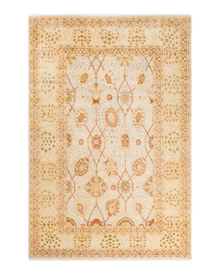 Traditional Mogul Ivory Wool Area Rug 6' 3" x 9' 3" - Solo Rugs