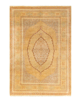 Traditional Mogul Yellow Wool Area Rug 6' 3" x 8' 10" - Solo Rugs