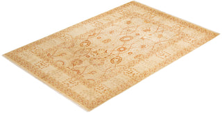 Traditional Mogul Ivory Wool Area Rug 6' 2" x 9' 1" - Solo Rugs
