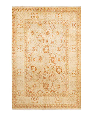 Traditional Mogul Ivory Wool Area Rug 6' 2" x 9' 1" - Solo Rugs