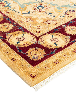 Traditional Mogul Yellow Wool Area Rug 6' 1" x 9' 2" - Solo Rugs