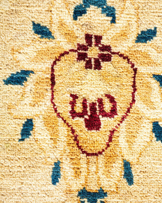 Traditional Mogul Yellow Wool Area Rug 6' 1" x 9' 2" - Solo Rugs