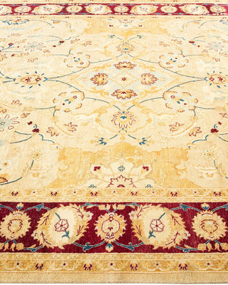 Traditional Mogul Yellow Wool Area Rug 6' 1" x 9' 2" - Solo Rugs