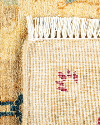 Traditional Mogul Yellow Wool Area Rug 6' 1" x 9' 2" - Solo Rugs