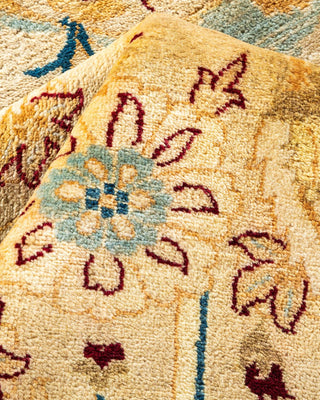 Traditional Mogul Yellow Wool Area Rug 6' 1" x 9' 2" - Solo Rugs