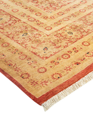 Traditional Mogul Orange Wool Area Rug 6' 1" x 9' 3" - Solo Rugs