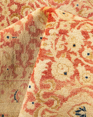 Traditional Mogul Orange Wool Area Rug 6' 1" x 9' 3" - Solo Rugs