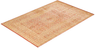 Traditional Mogul Orange Wool Area Rug 6' 1" x 9' 3" - Solo Rugs