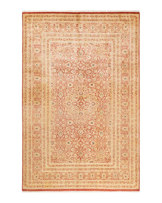 Traditional Mogul Orange Wool Area Rug 6' 1" x 9' 3" - Solo Rugs