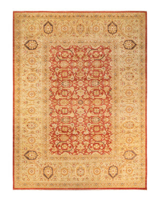 Traditional Mogul Orange Wool Area Rug 10' 4" x 13' 10" - Solo Rugs