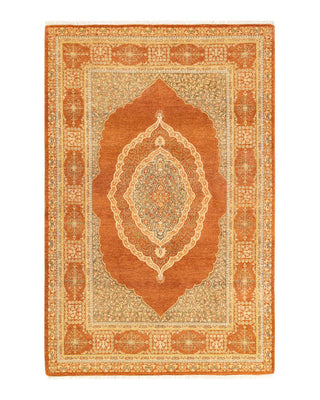 Traditional Mogul Brown Wool Area Rug 4' 1" x 6' 2" - Solo Rugs