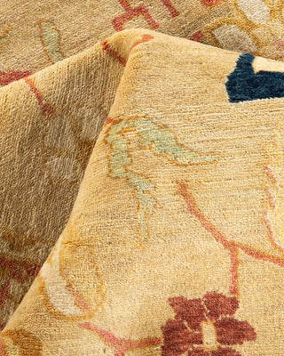 Traditional Mogul Yellow Wool Area Rug 9' 10" x 14' 6" - Solo Rugs