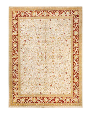 Traditional Mogul Ivory Wool Area Rug 9' 2" x 12' 6" - Solo Rugs