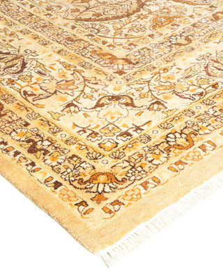 Traditional Mogul Yellow Wool Area Rug 9' 2" x 12' 1" - Solo Rugs